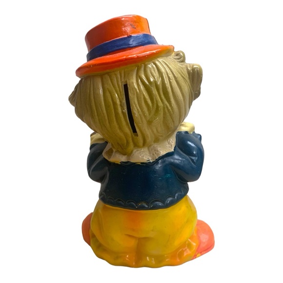 VTG 60s Happy Kitsch Circus Clown Coin Bank Plastic Playing Violin Piggy Bank - Picture 6 of 8